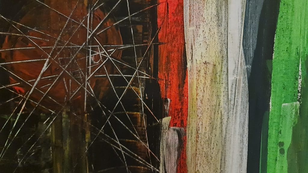 Abstraktes Kunstwerk mit Linien und Farben