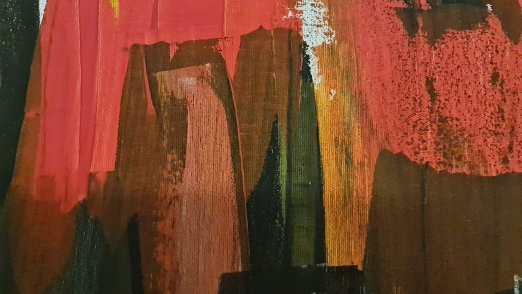 Abstraktes Gemälde mit Rot- und Brauntönen