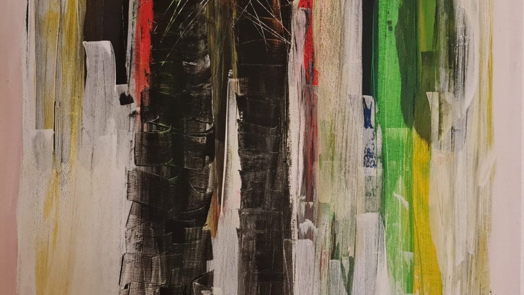 Abstraktes Gemälde mit vertikalen Farbstreifen