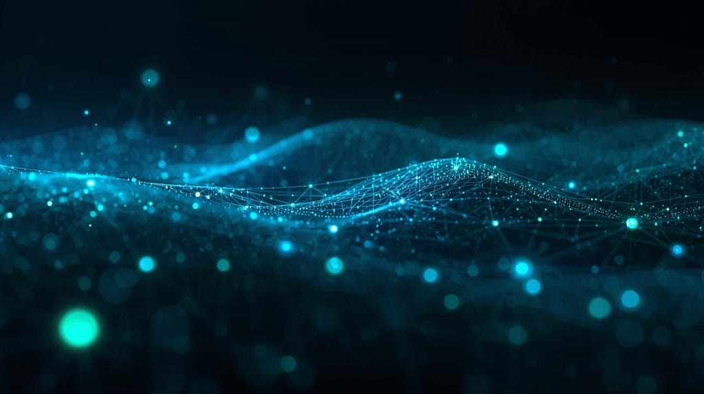 Digitale blaue Lichtwellen und Netzstrukturen